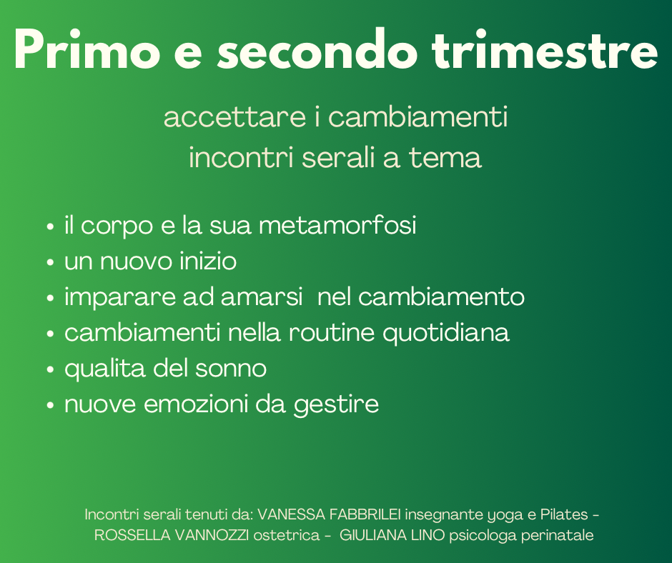 eventi serali primo e secondo trimestre di gravidanza